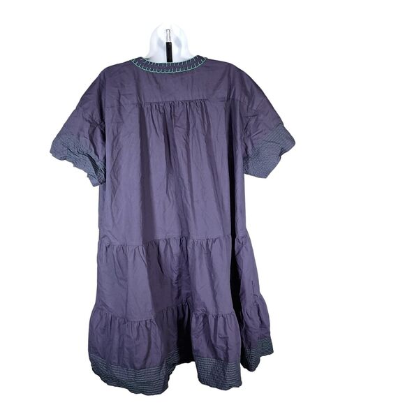 Tuckernuck Pomander Place Dress Cotton Blue Short Sleeve Tiered Knee Length XL - Picture 3 of 5